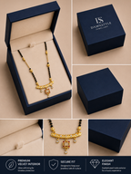 Damnstyle Gold Plated Black Bead CZ Pendant Mangalsutra for Women