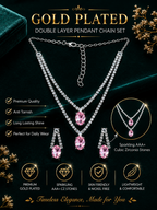 Damnstyle Anti-Tarnish Double Layer Crystal Jewellery Set With Earring