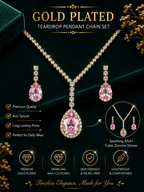 Damnstyle Anti-Tarnish Vintage Rose Rhinestone Set With Earrings