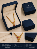 Damnstyle Gold Plated Ruby Floral Mangalsutra for Women & Girls