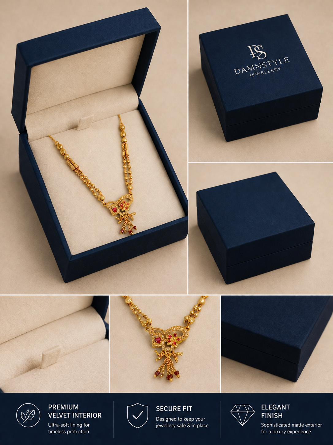 Damnstyle Gold Plated Ruby Floral Mangalsutra for Women & Girls