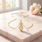 Damnstyle Anti-Tarnish Crystal Pineapple Pendant Chain