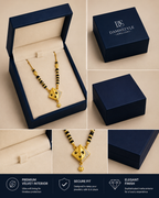 Damnstyle Gold Plated Black Bead Mangalsutra Pendant Necklace for Women
