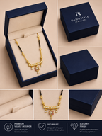 Damnstyle Gold Plated Black Bead Ruby CZ Mangalsutra for Women