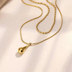 Damnstyle Gold-Plated Anti Tarnish Minimalistic Teardrop Layered Pendant