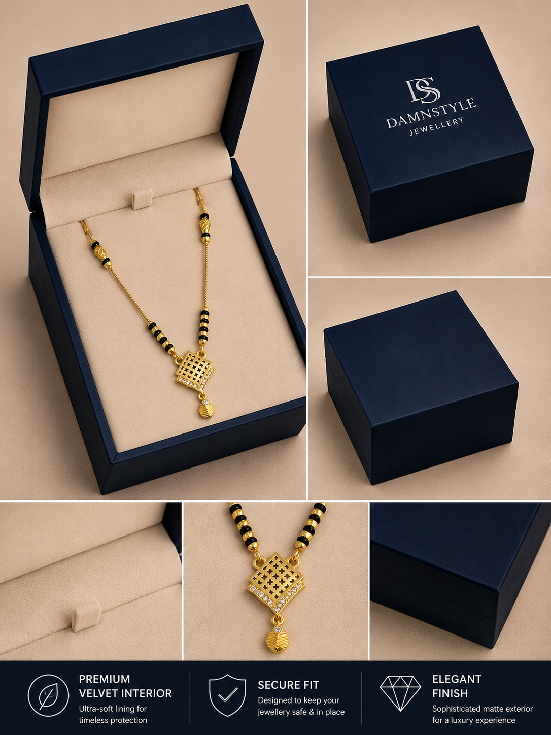 Damnstyle Gold Plated Mangalsutra Necklace for Women Traditional Design