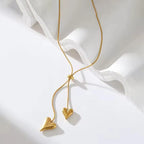 Damnstyle Necklace Anti-Tarnish Pink Heart Tennis Chain Pendant