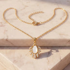 Damnstyle Anti-Tarnish Monalisa Stone Teardrop Pendant