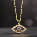 Damnstyle Gold-Plated Stainless Steel American Diamond Studded Evil Eye Pendant