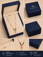 Damnstyle Women's Gold Plated Black Bead Mangalsutra with Floral Pendant