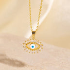 Damnstyle Gold-Plated Stainless Steel AD Evil Eye Charm Pendant