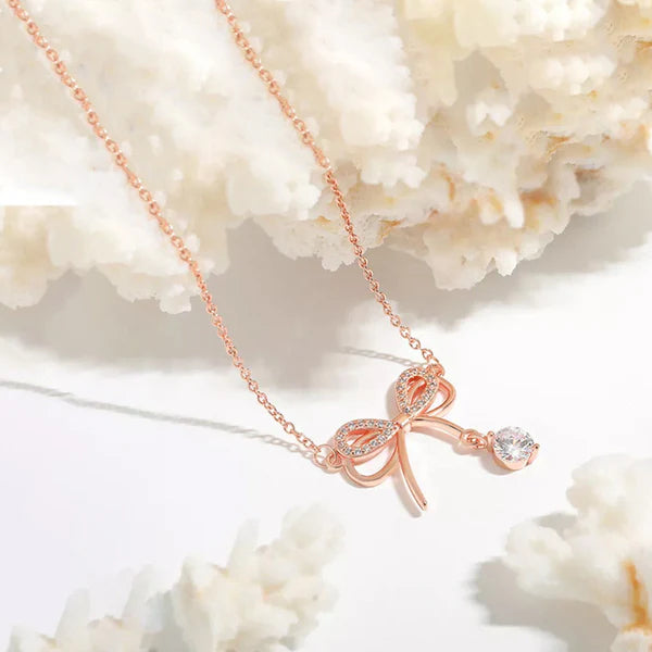 Damnstyle Rose Gold-Plated AD Studded Infinity Shape Korean Pendant