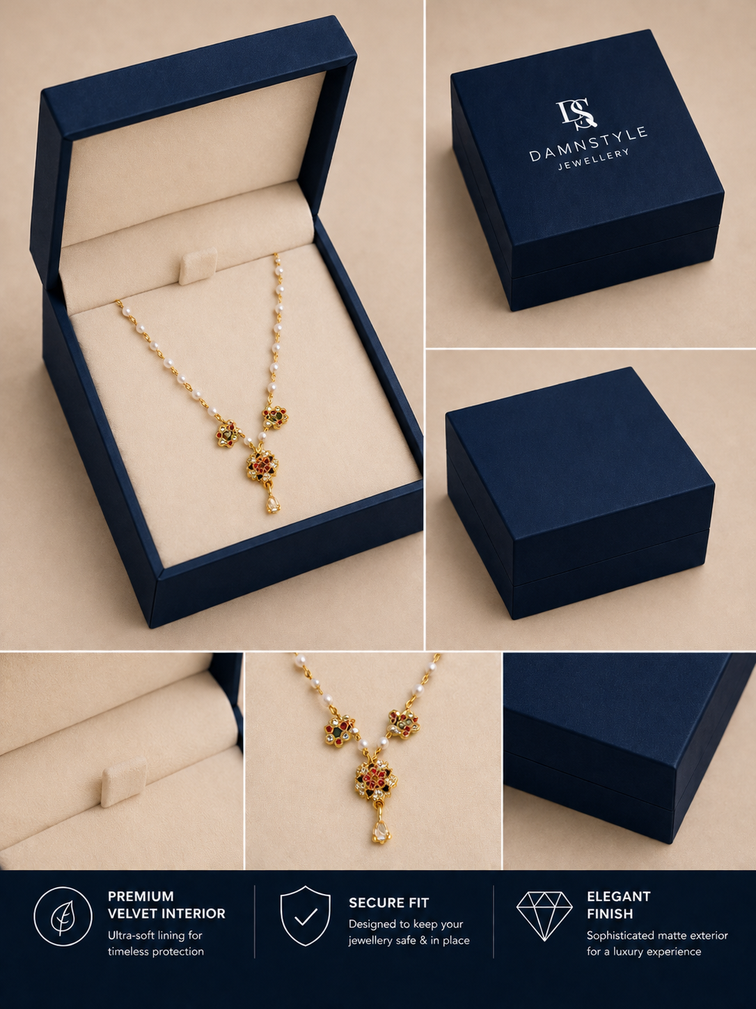 Damnstyle Gold Plated Pearl Floral Mangalsutra for Women & Girls