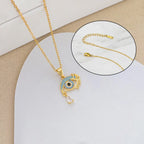 Damnstyle Stainless Steel Gold-Plated Evil Eye Protection Pendant