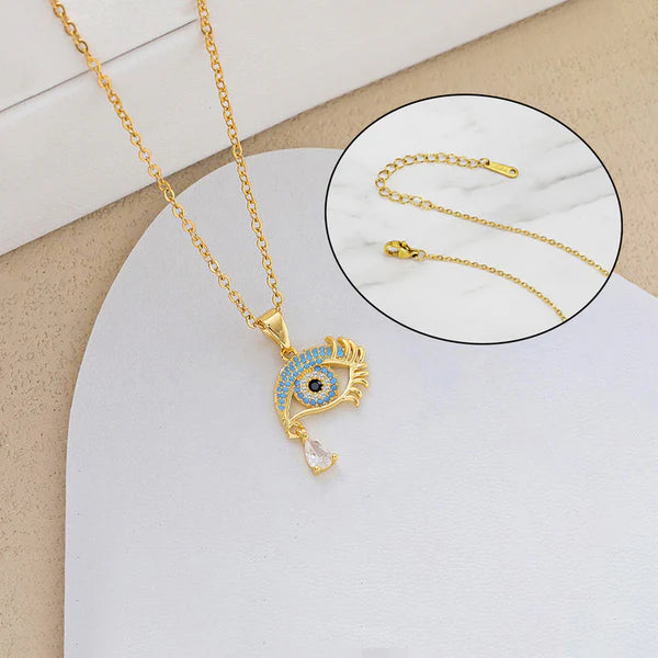 Damnstyle Stainless Steel Gold-Plated Evil Eye Protection Pendant