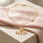 Damnstyle Anti-Tarnish Minimalist Pearl Fan Pendant