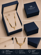 Damnstyle Gold Plated CZ Black Bead Mangalsutra Necklace for Women
