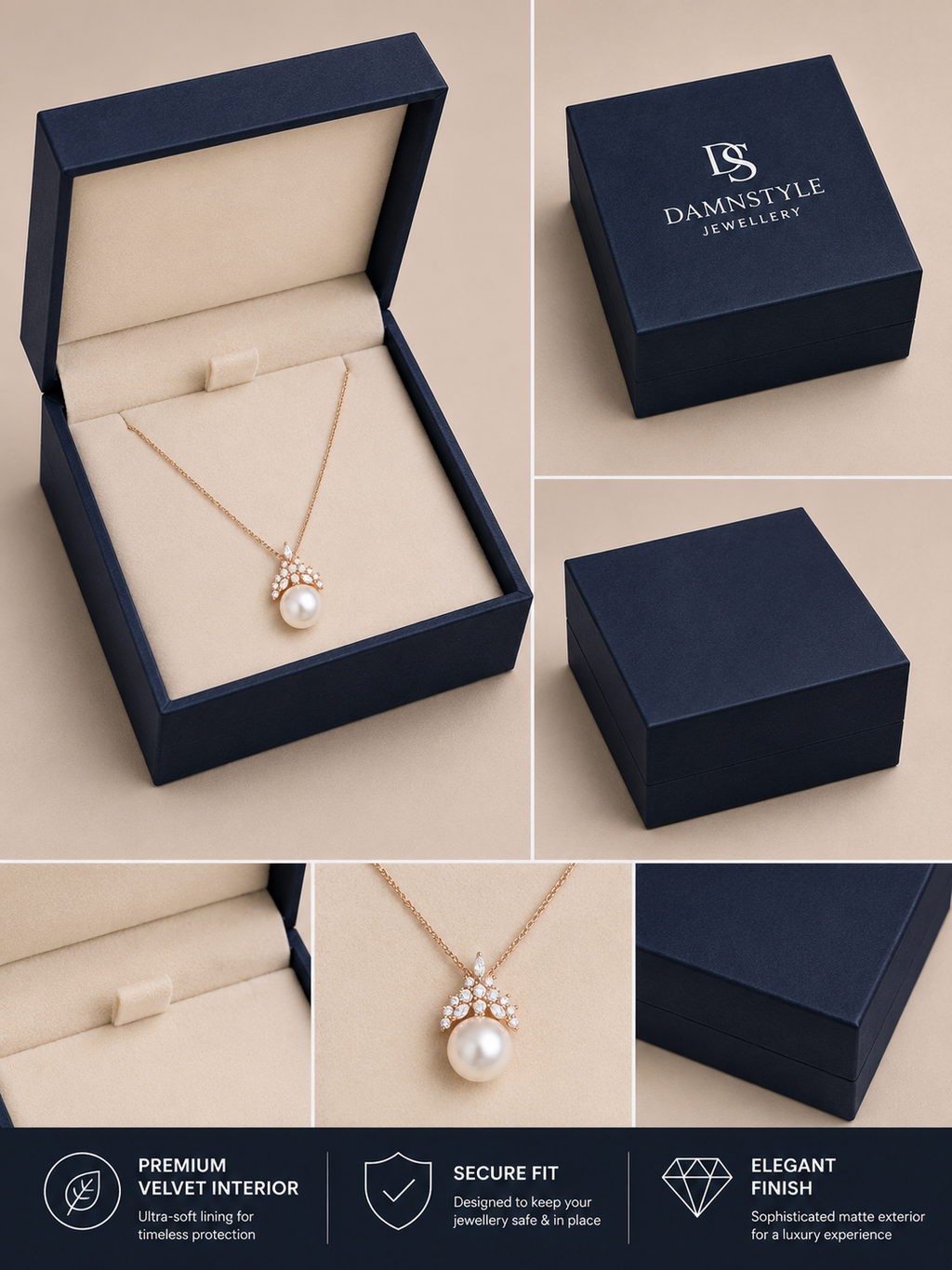 Damnstyle Rose Gold-Plated AD & Pearl Studded Crown Korean Pendant