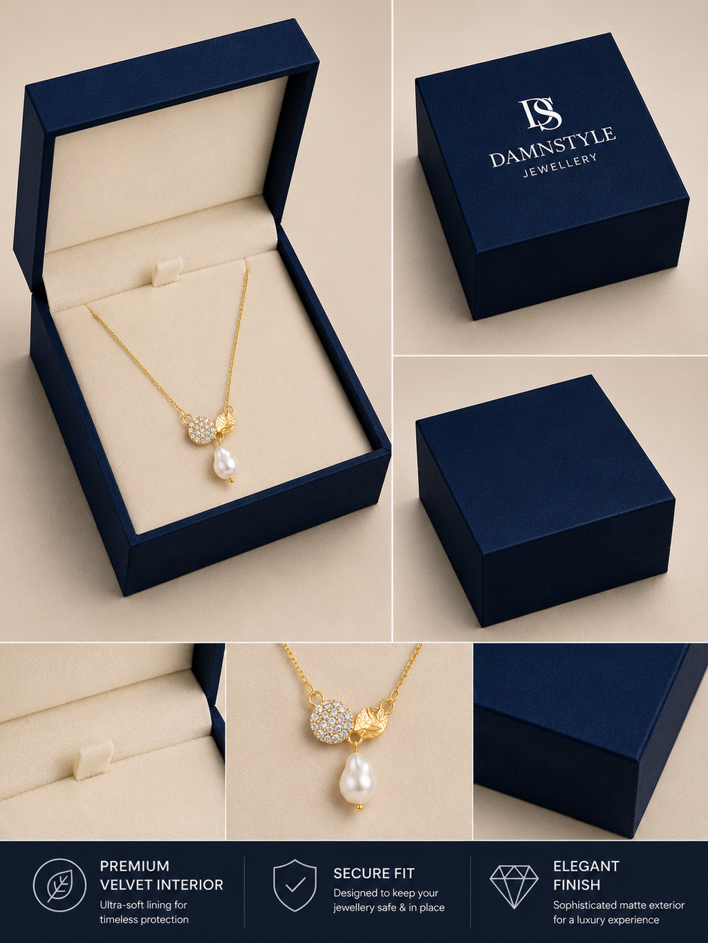 Damnstyle Anti-Tarnish Pavé Disc & Drop Pearl