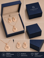 Damnstyle Necklace Anti-Tarnish Ethnic Embossed Shell Crystal Studded Set With Earrings