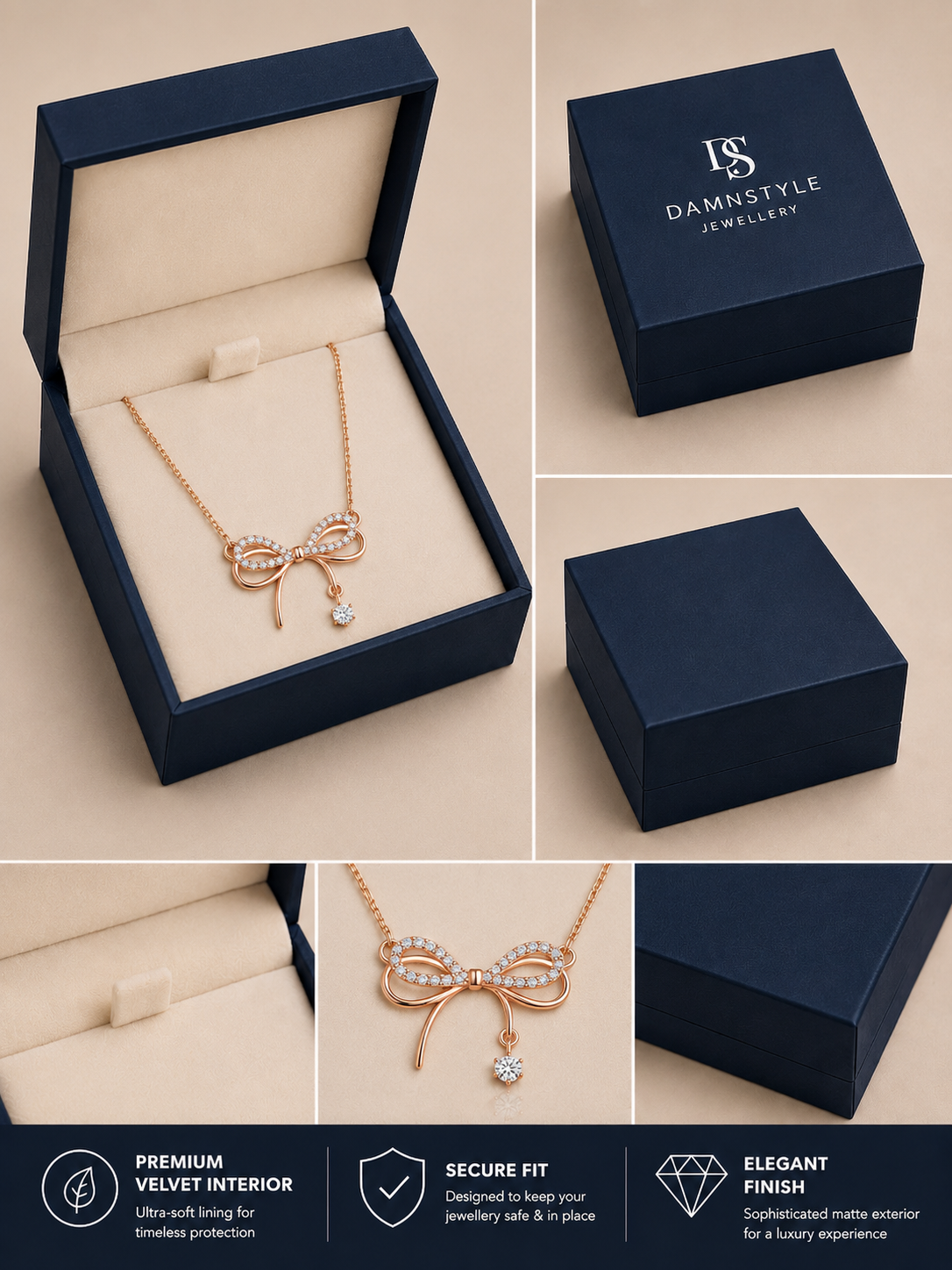 Damnstyle Rose Gold-Plated AD Studded Infinity Shape Korean Pendant