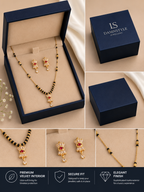 Damnstyle Gold Plated Black Bead CZ Studded Mangalsutra for Women