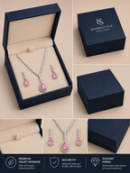 Damnstyle Anti-Tarnish Vintage Rose Rhinestone Set With Earrings