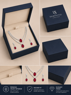 Damnstyle Anti-Tarnish Double Layer Crystal Jewellery Set With Earrings