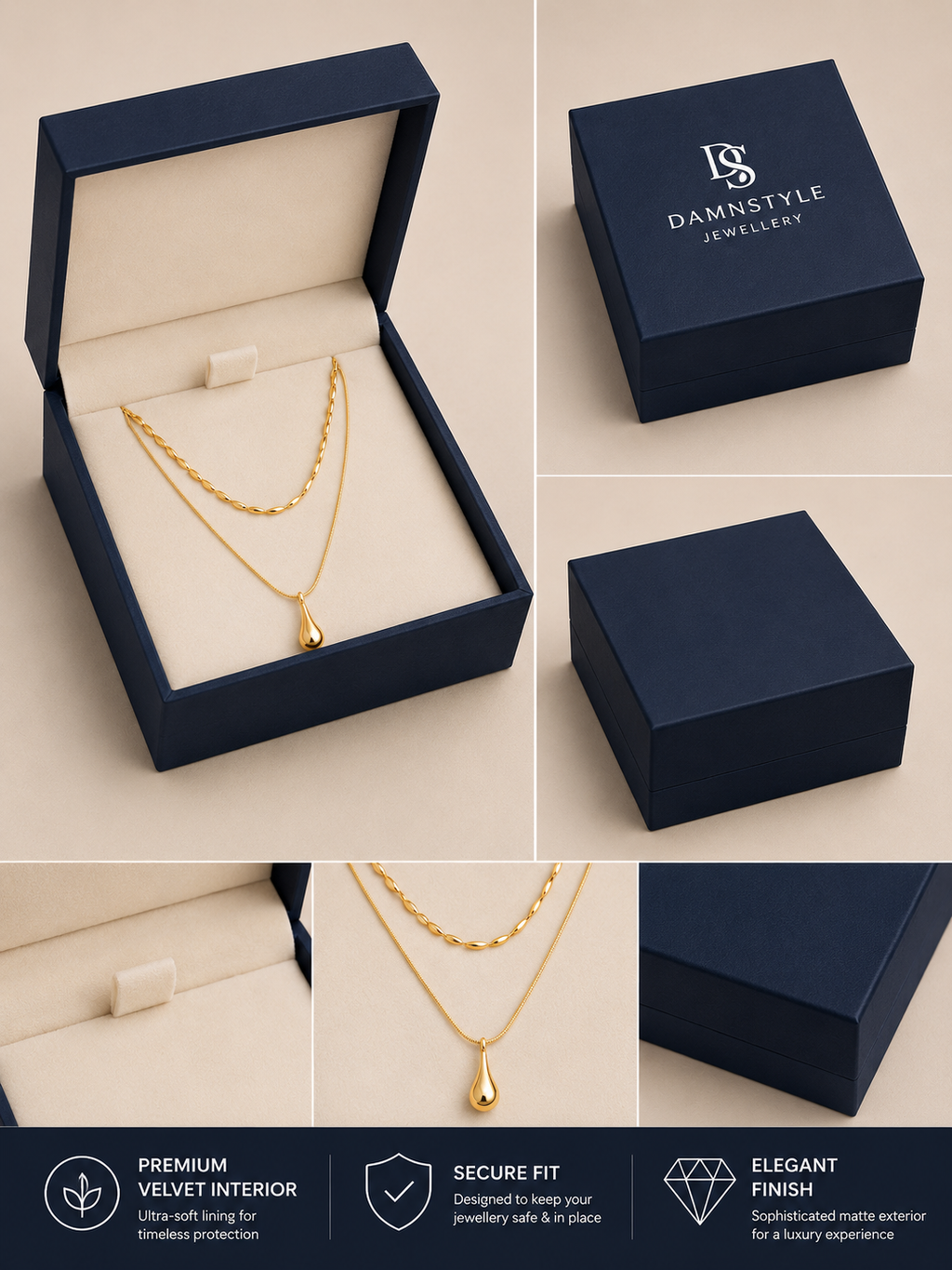 Damnstyle Gold-Plated Anti Tarnish Minimalistic Teardrop Layered Pendant