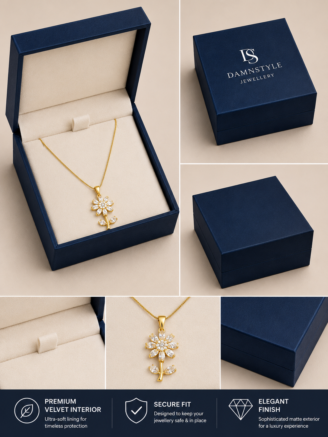 Gold Plated Bloom Flower Pendant Chain for Women