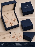 Damnstyle Anti-Tarnish Double Studded Heart Jewellery Set With Earrings