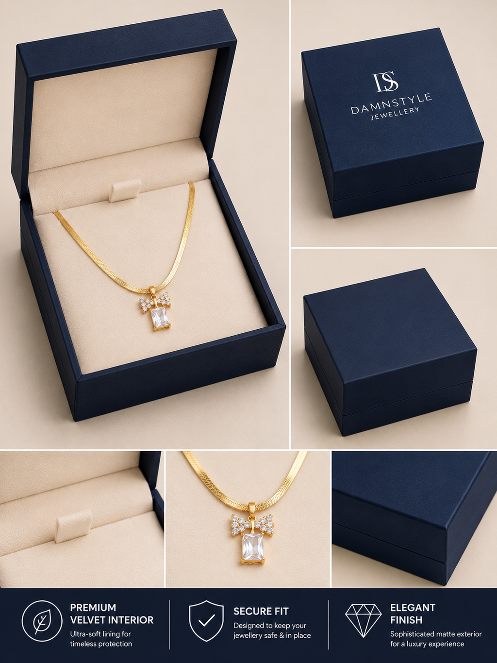 Premium Gold Plated Bow Crystal Pendant for Women