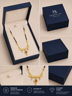 Damnstyle Gold Plated Black Bead Heart Charm Mangalsutra for Women