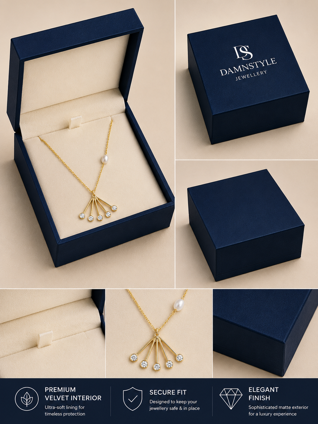 Damnstyle Anti-Tarnish Minimalist Pearl Fan Pendant