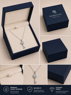 Damnstyle Silver-Plated Anti-Tarnish Crystal Studded Key Pendant