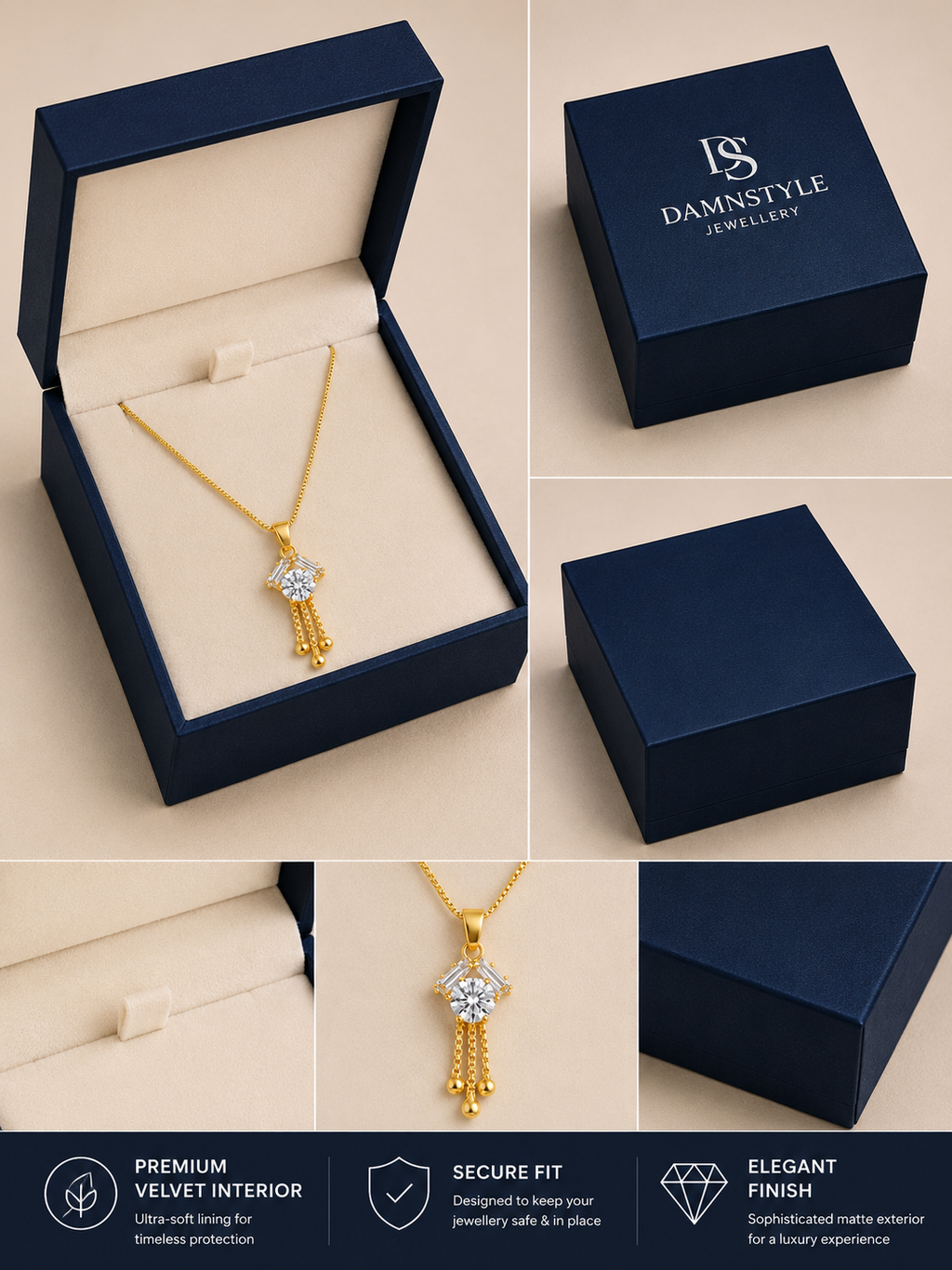 Damnstyle Anti-Tarnish Geometric Crystal Tassel Pendant