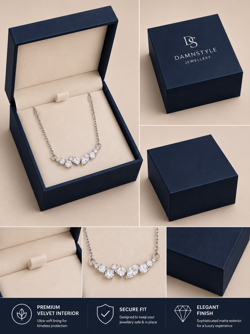 Damnstyle Silver-Plated Anti-Tarnish American Diamond Pendant