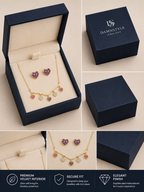 Damnstyle Anti-Tarnish Mini Heart Charms Jewellery Set With Earring