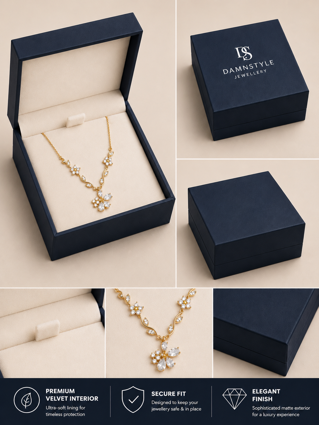 Gold Plated Floral Vine Pendant Necklace for Women