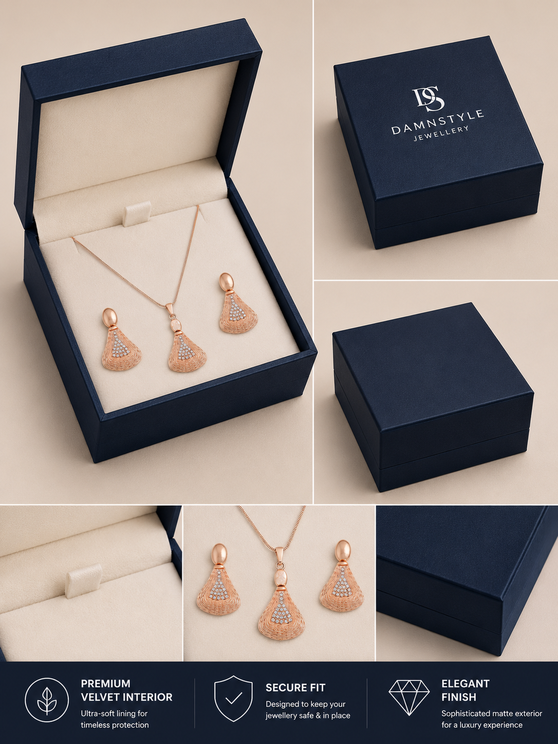 Damnstyle Anti-Tarnish Triangle Jewellery Set With Earrings