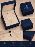 Damnstyle Gold-Plated Stainless Steel Pearl Studded Butterfly Pendant