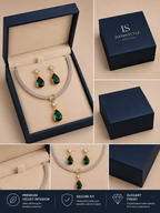 Damnstyle Necklace Anti-Tarnish Drop-Shaped Crystal Pendant Set With Earrings