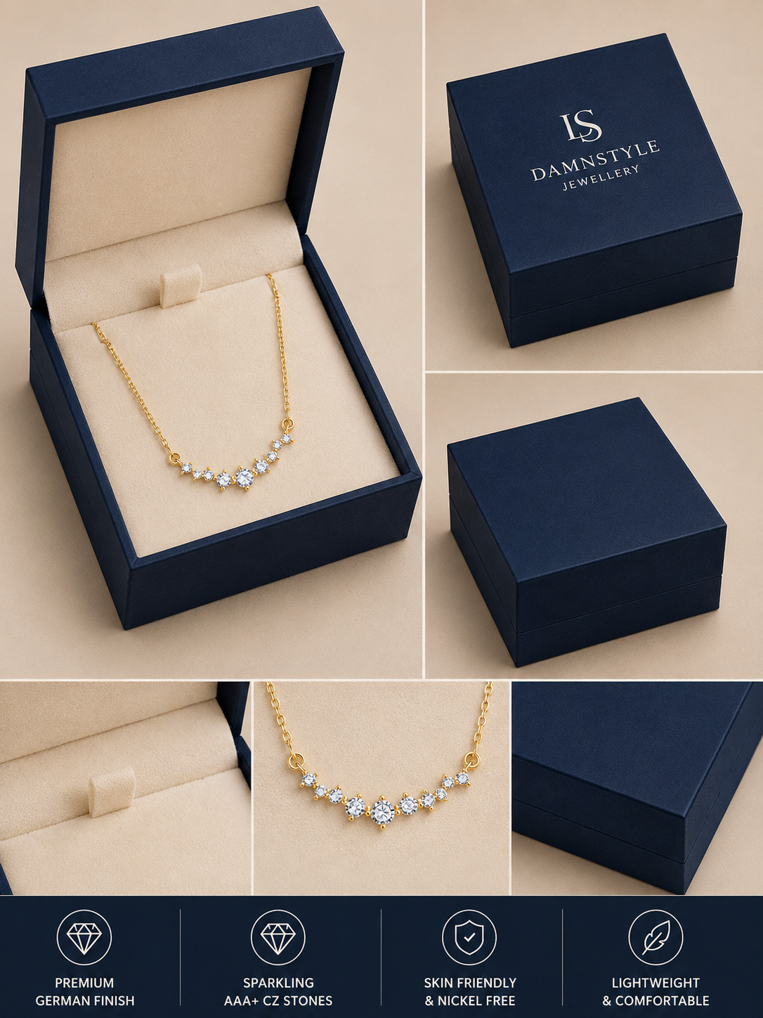 Damnstyle Gold-Plated AD Studded Contemporary Korean Pendant